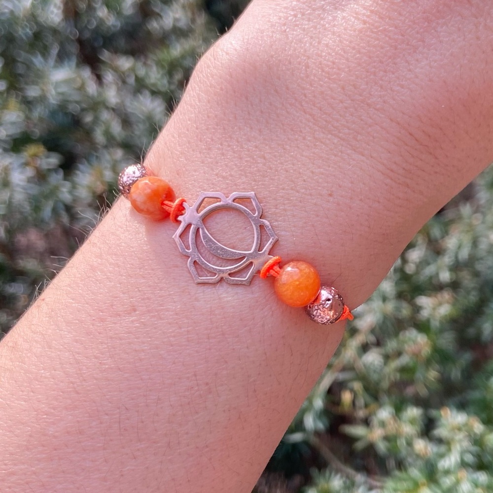 925 sterling silver Sacral Chakras Hematite stone bracelet